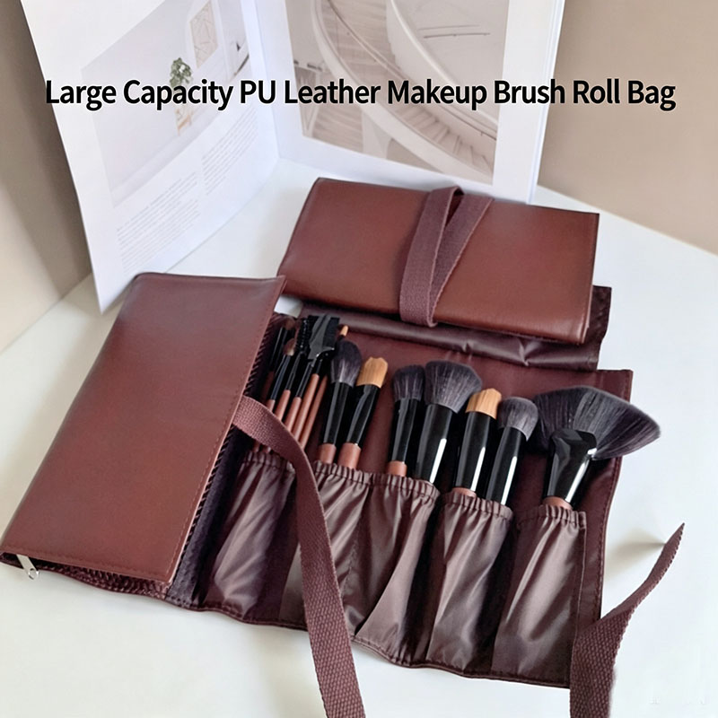 Travel Z - Tas Gulung Kuas Makeup Kulit PU,