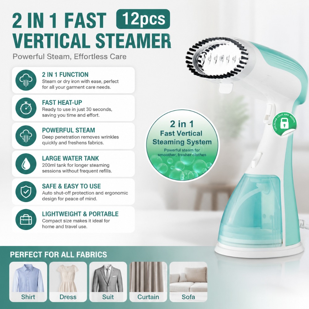 Steamer Pakaian Genggam 1500W, - Portable Steamer Clothes ulasan dan harga